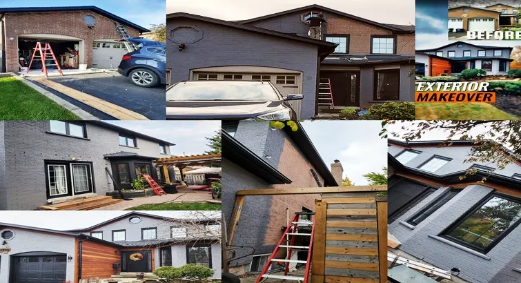 The exterior of a brick home that has been professionally stained for a complete architectural transformation.