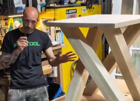 David Hanna working in his woodworking shop