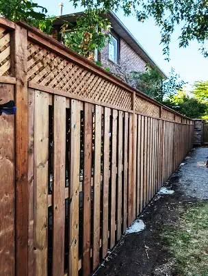 A custom-built modern wood fence.