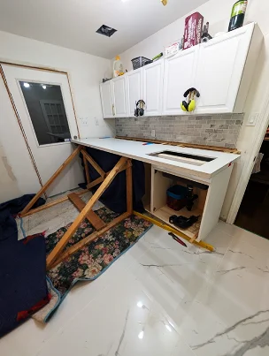 A waterproofed and durable laundry room during construction.