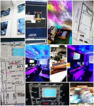 Collection of specialty projects like gaming rooms and art